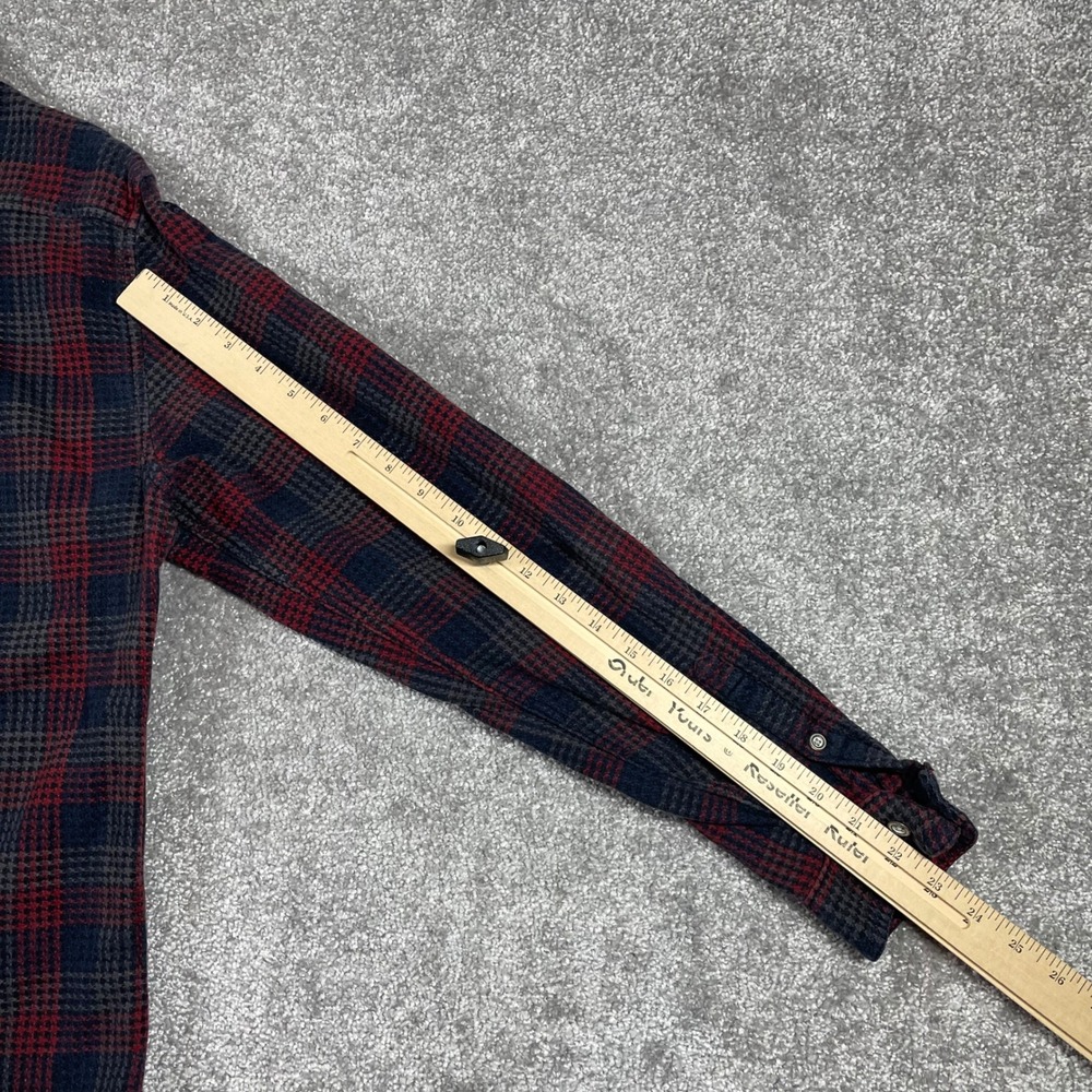Carbon 2 Cobalt Flannel Shirt Mens Medium Plaid Button Up Cotton Red Black Gray - Picture 12 of 14